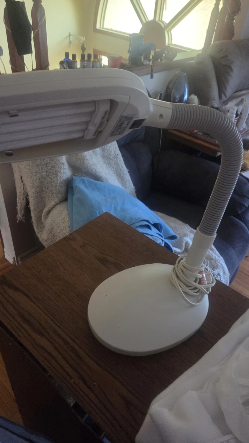 White Desk Lamp with Fluorescent Bulb