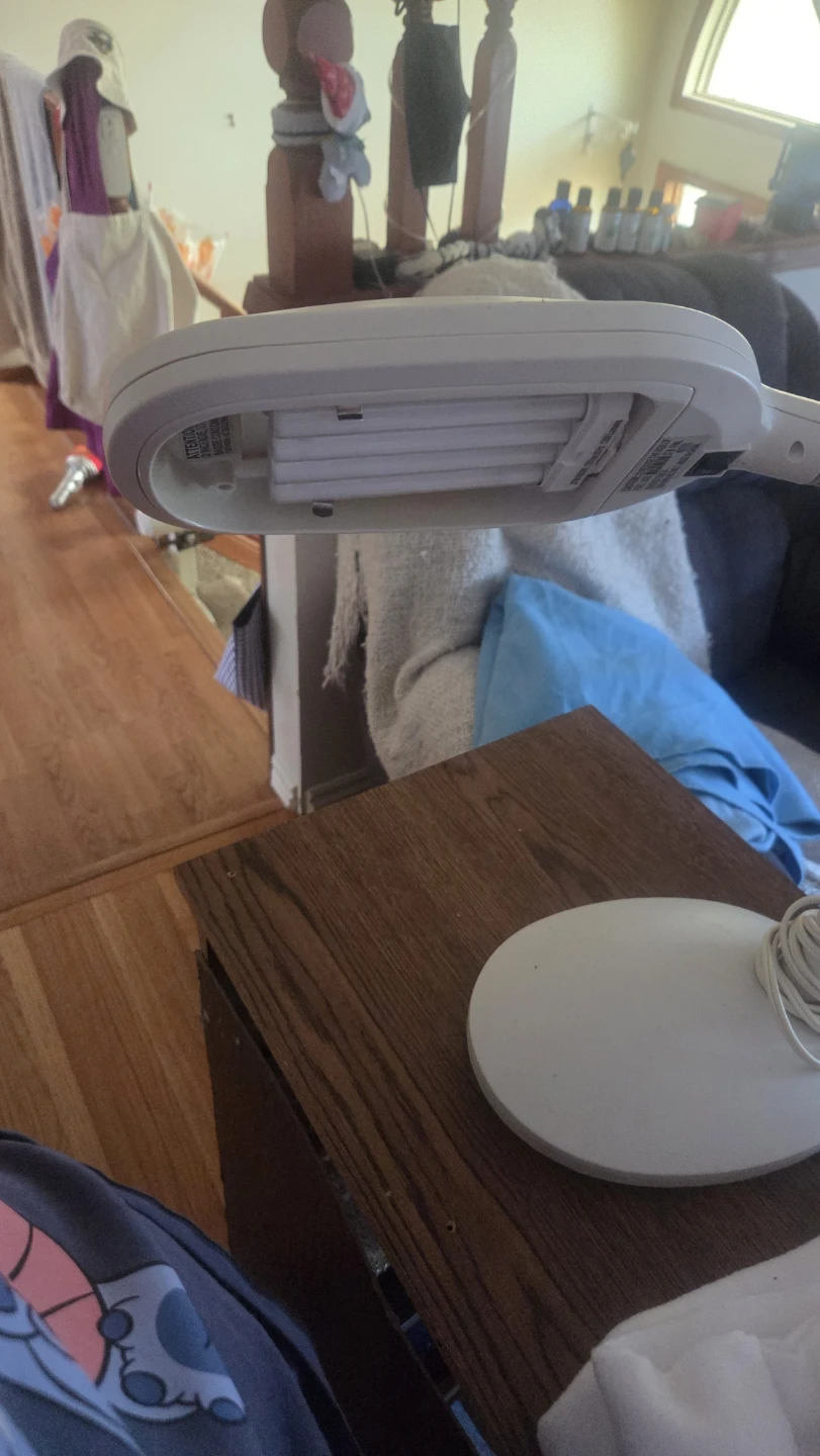 White Desk Lamp with Fluorescent Bulb - photo 2