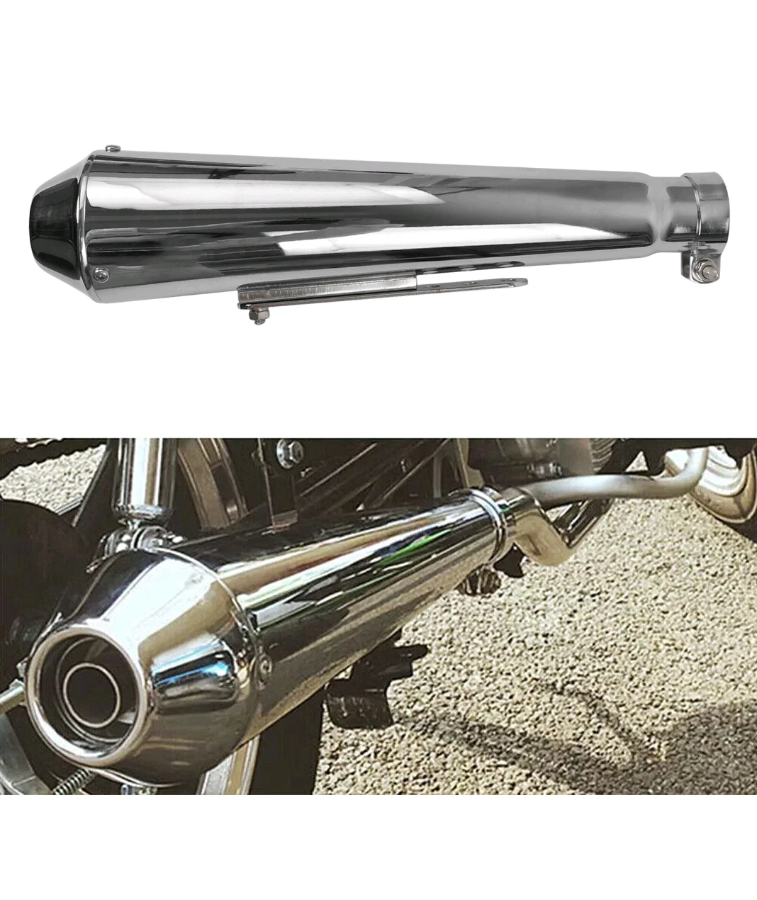 Chrome Motorcycle Exhaust Muffler - photo 3