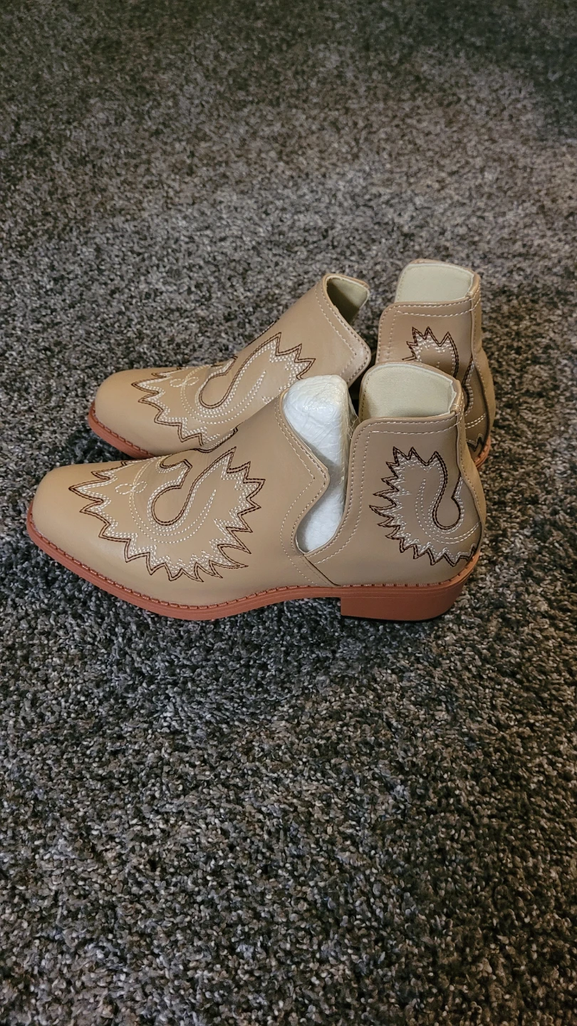 Tan Embroidered Western Style Booties - photo 2
