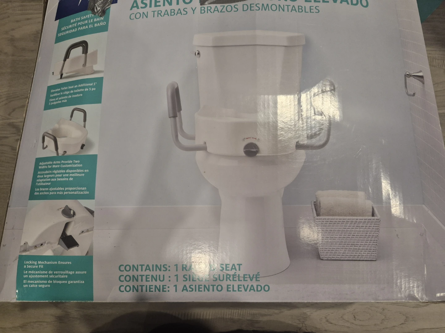Medline Raised elevated Toilet Seat with Arms