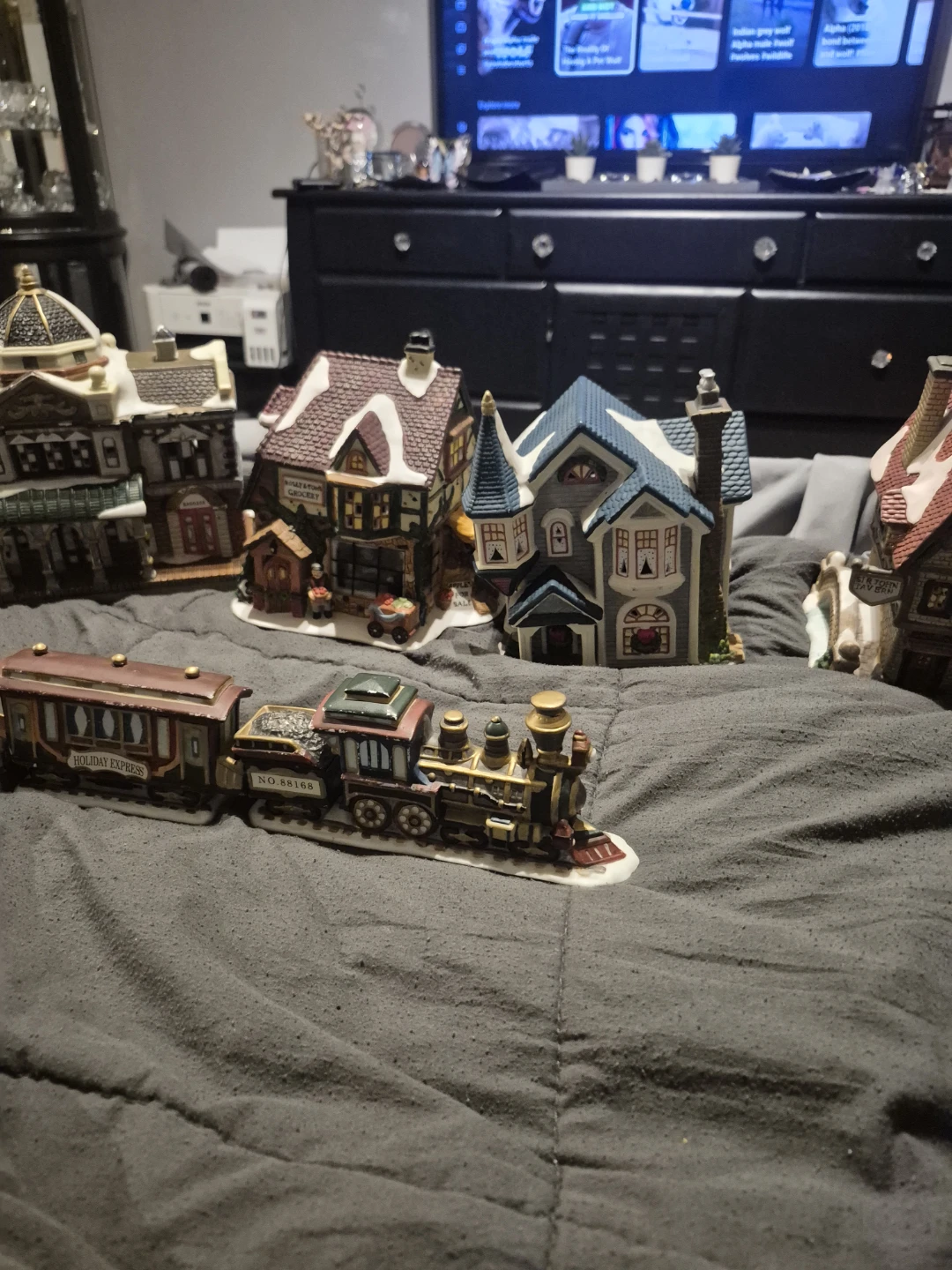 Collection of Christmas Village Houses and Train Set - photo 2