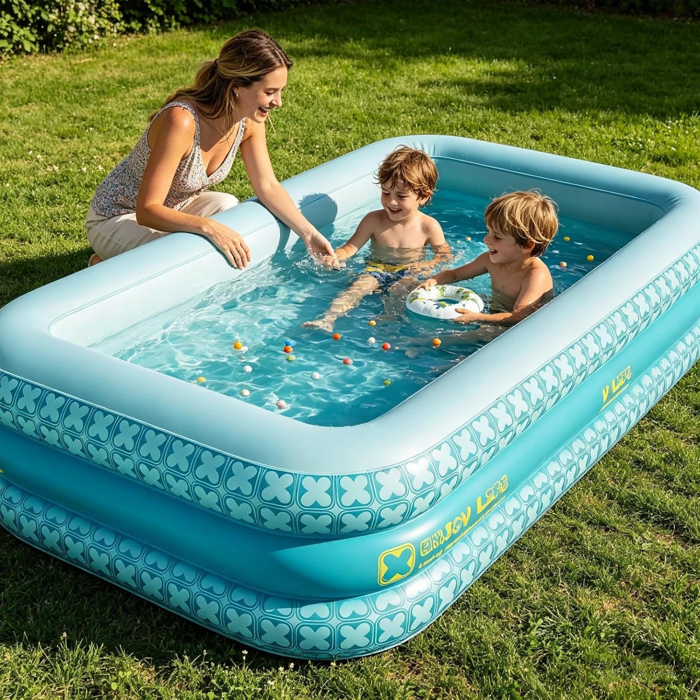 Inflatable Family Swimming Pool - Blue