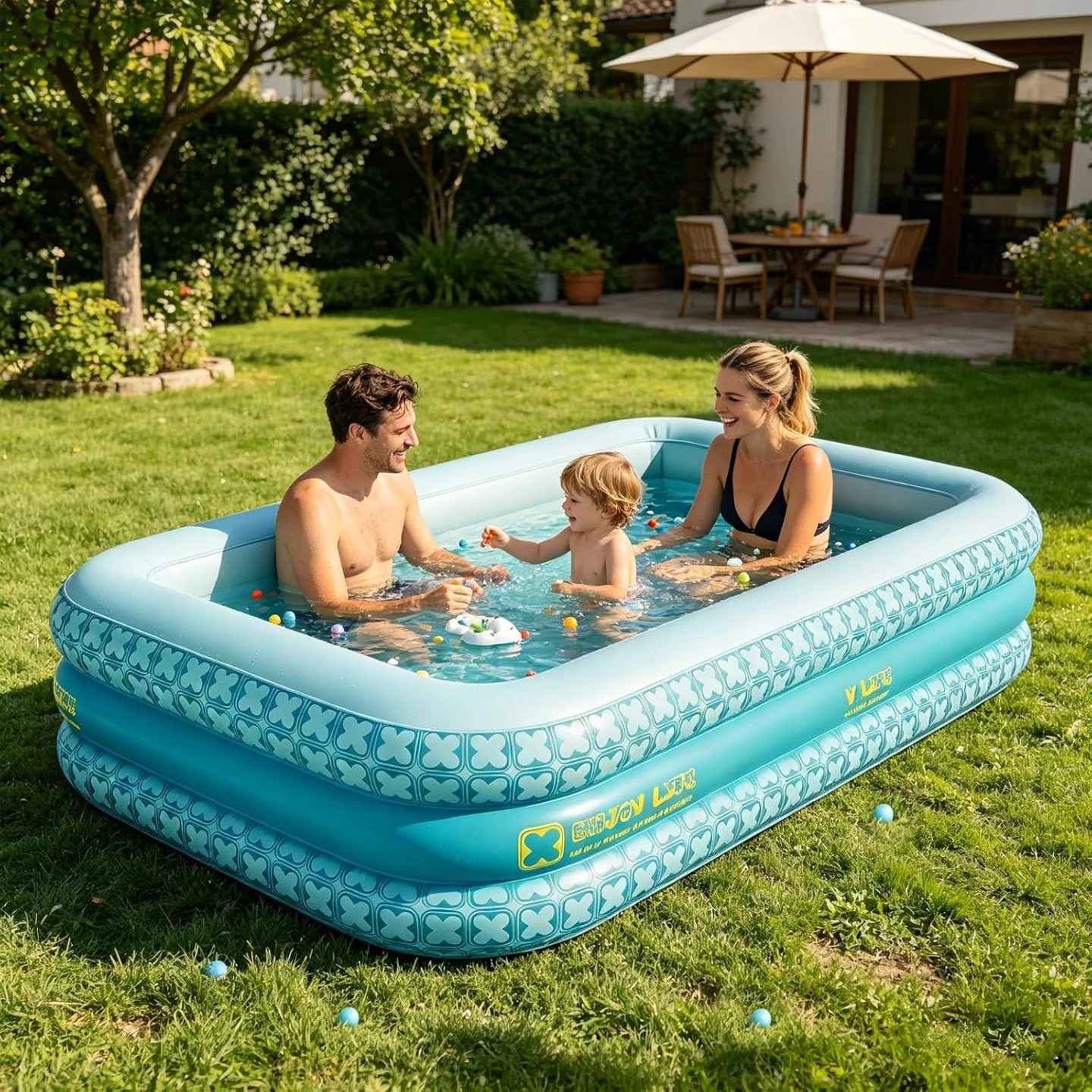 Inflatable Family Swimming Pool - Blue - photo 3
