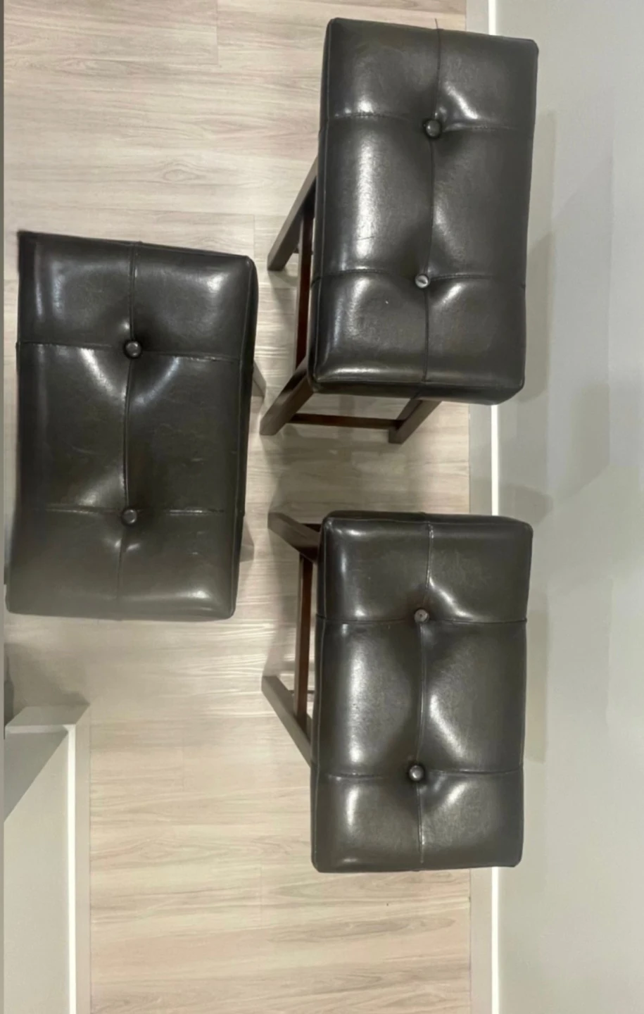 Set of 3 Dark Brown Faux Leather Bar Stools - photo 2