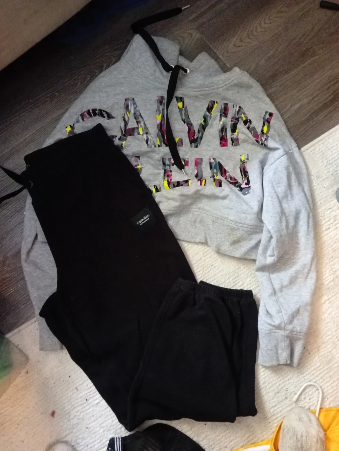 Calvin Klein  Medium Grey Hoodie and Black Sweatpants Set