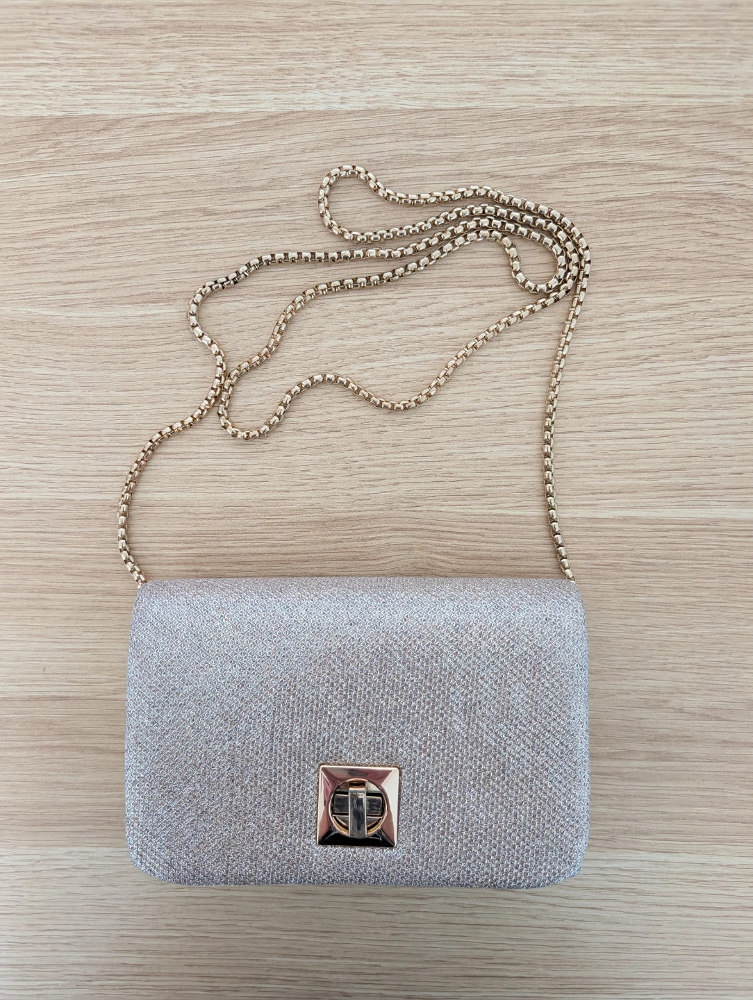 Gold Glitter Evening Clutch/Crossbody Bag