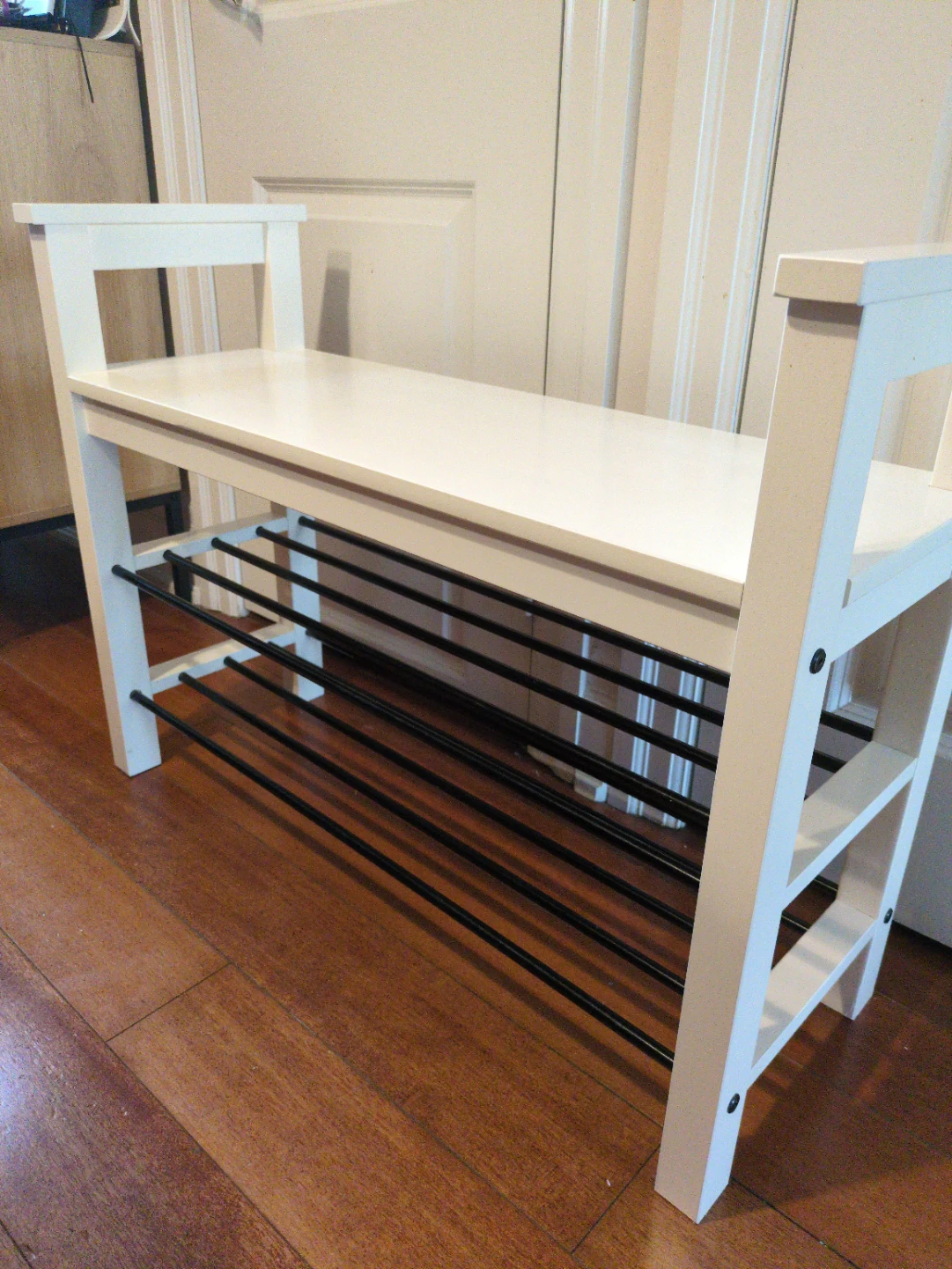 White IKEA Shoe Rack Storage Bench - photo 4