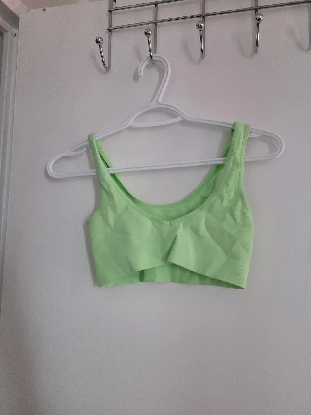 Lime Green Ribbed Crop Top - photo 2
