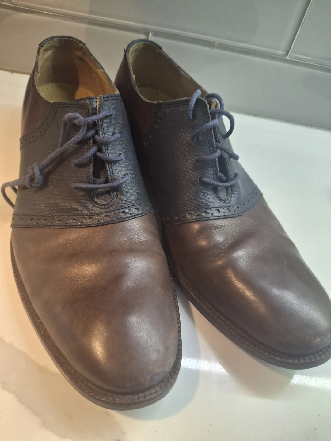 Cole Haan Men's Saddle Shoes Brown/Navy Size 7.5 - photo 2