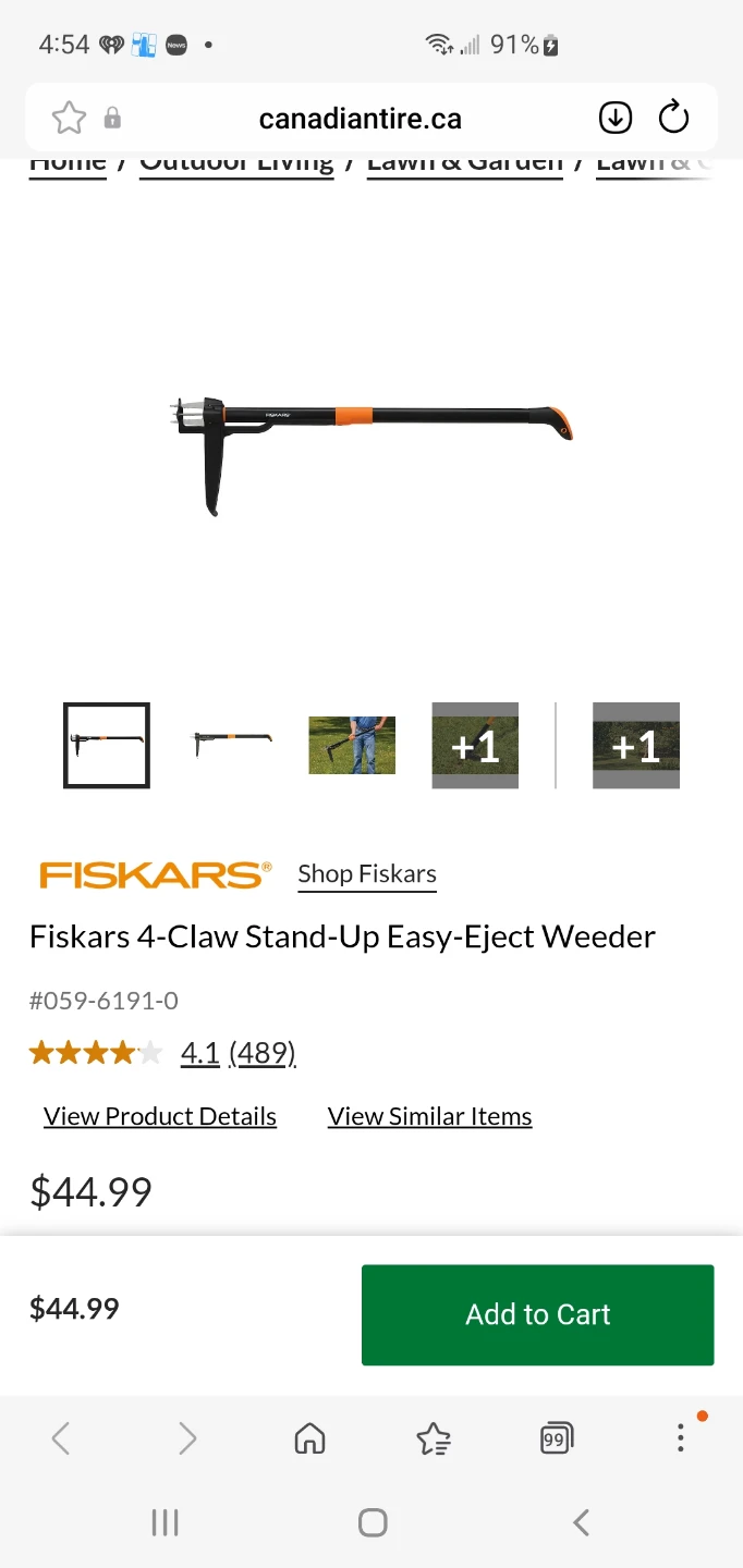 Fiskars 4-Claw Stand-Up Easy-Eject Weeder - photo 2