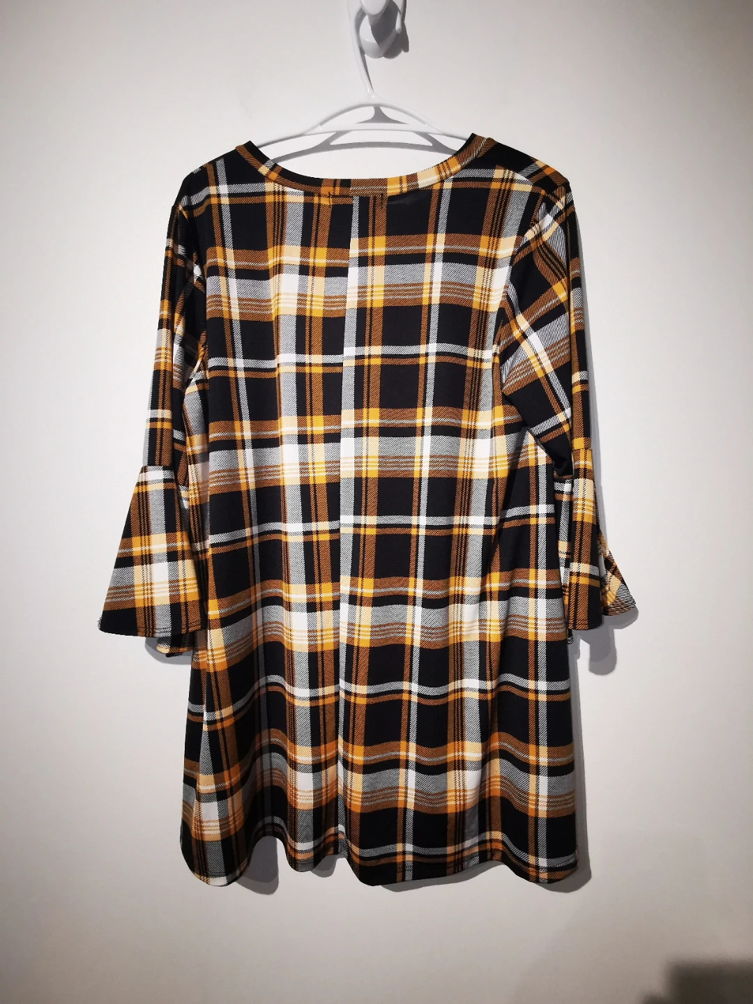 Lily Sky Plaid Bell Sleeve Top 1X - photo 5
