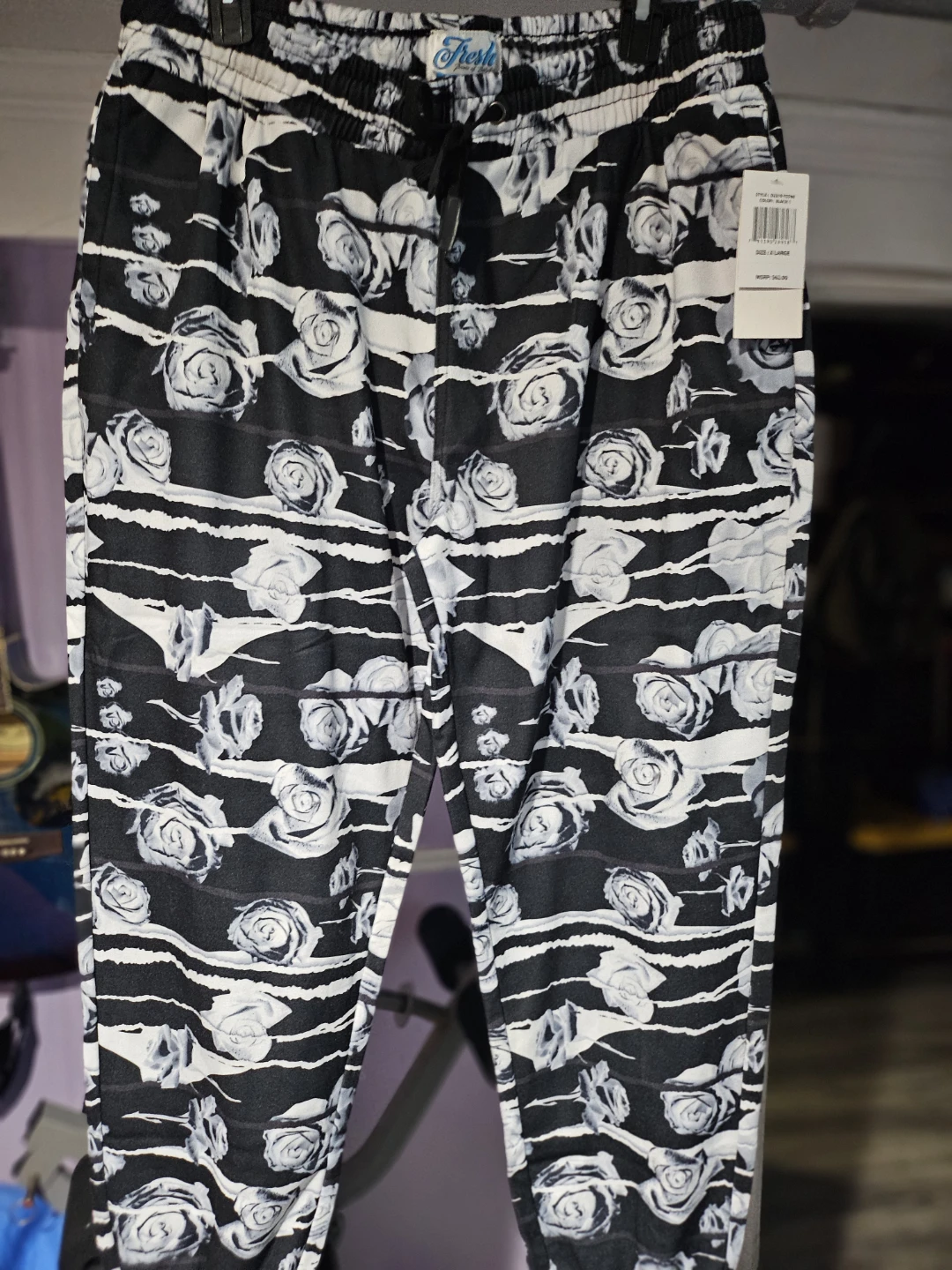 Fresh Prints of Bel-Air Black Rose Pattern Pants