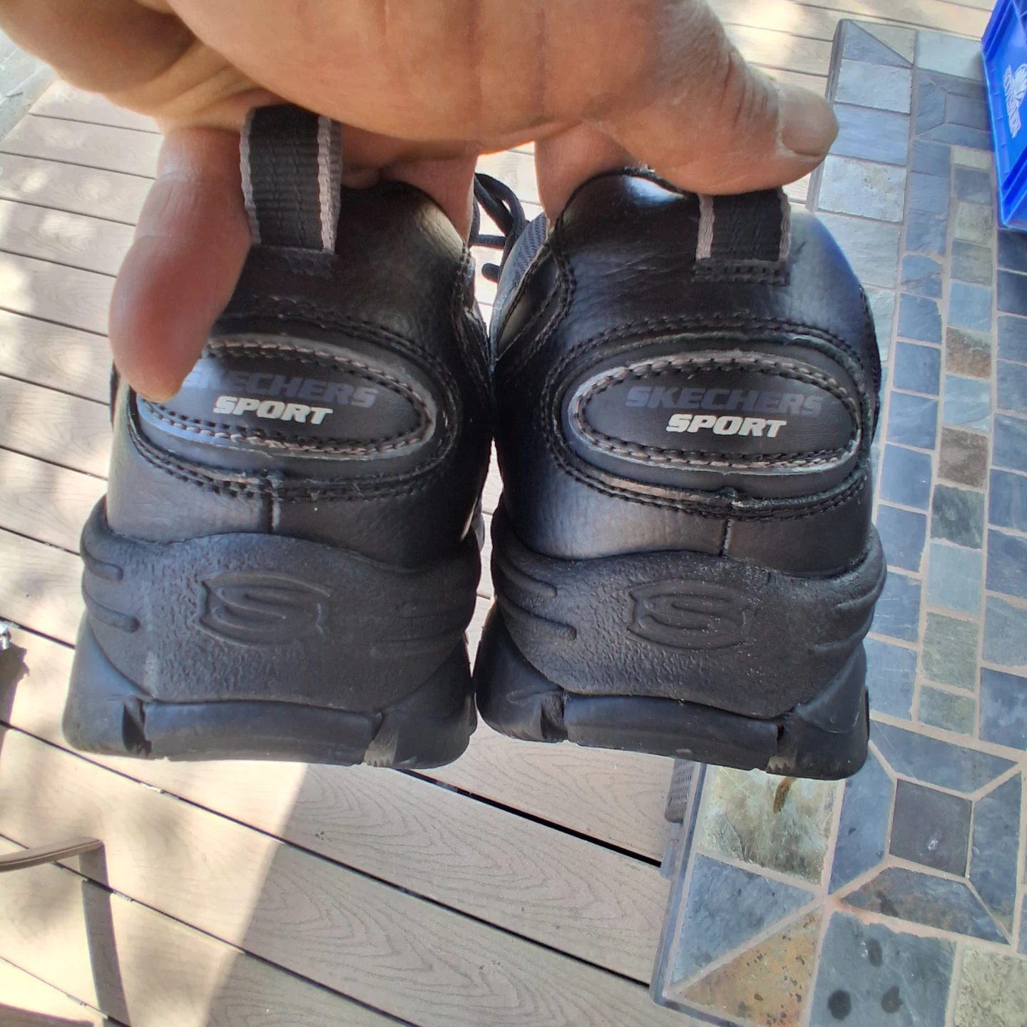 Skechers Sport Men's Black Leather Walking Shoes