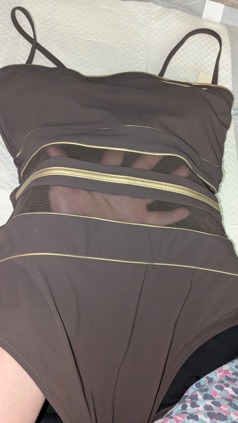 Gotttex Onyx One Piece Swimsuit - Brown/Gold - Size 10 - photo 4
