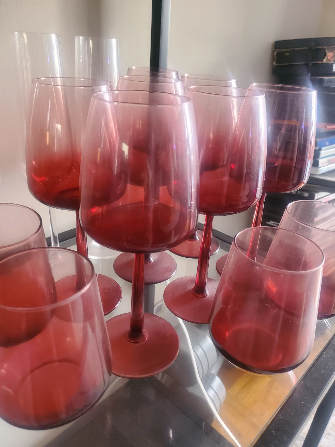 Set of 7 Red Wine Glasses and 4 Tumblers