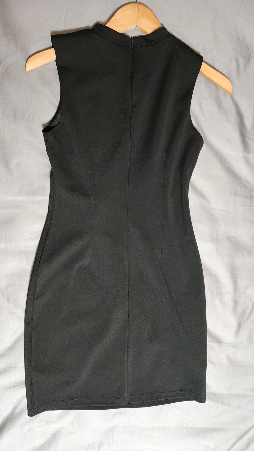 Black Sleeveless Mini Dress with Grommet Details - photo 2