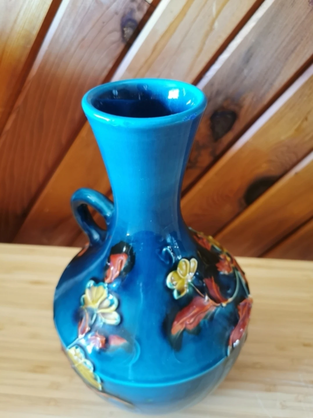 Vintage Alvino Bagni Blue Floral Pottery Jug Vase - photo 3
