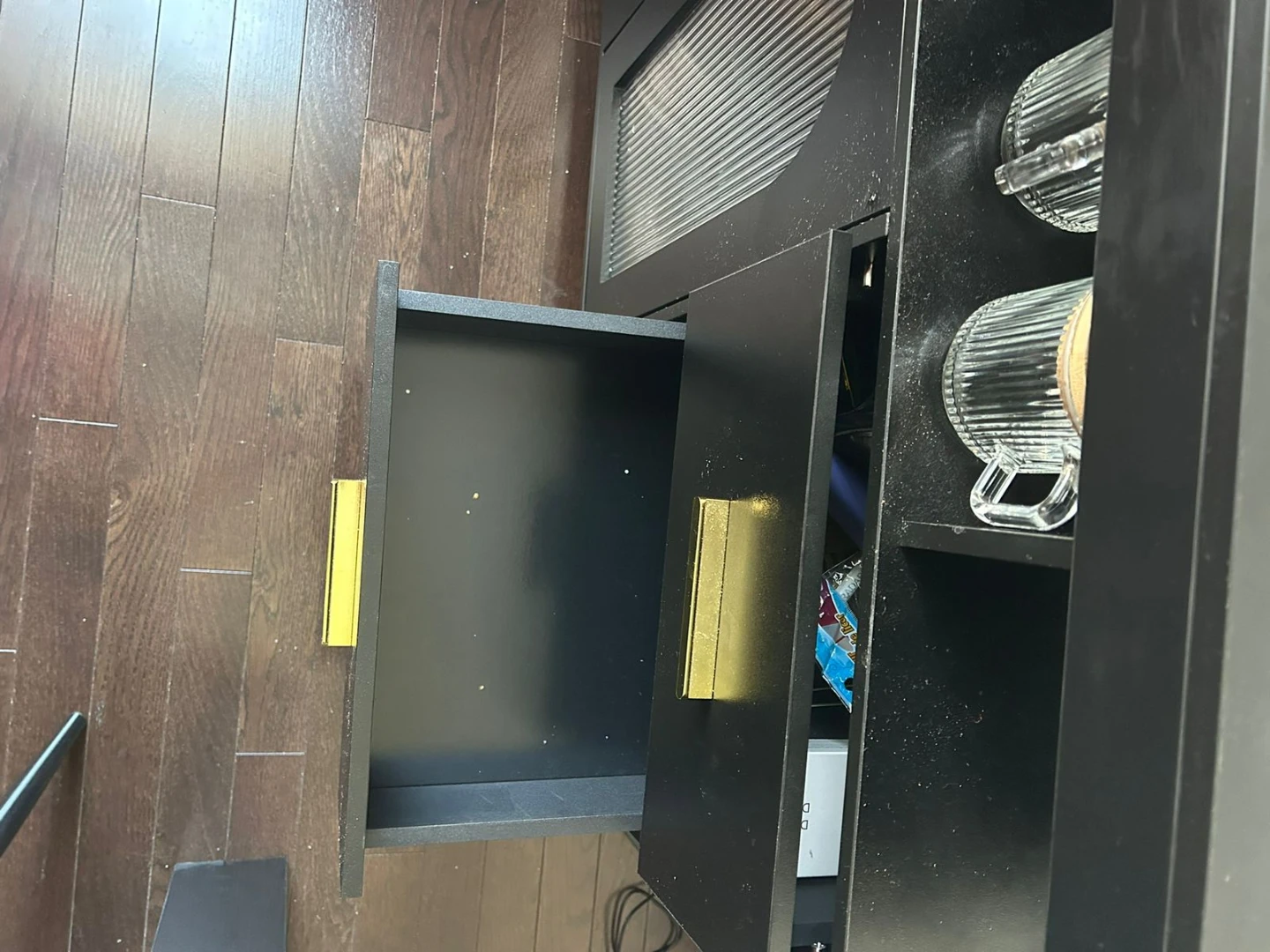 Black Bar Cabinet with Built-in Charging - photo 2