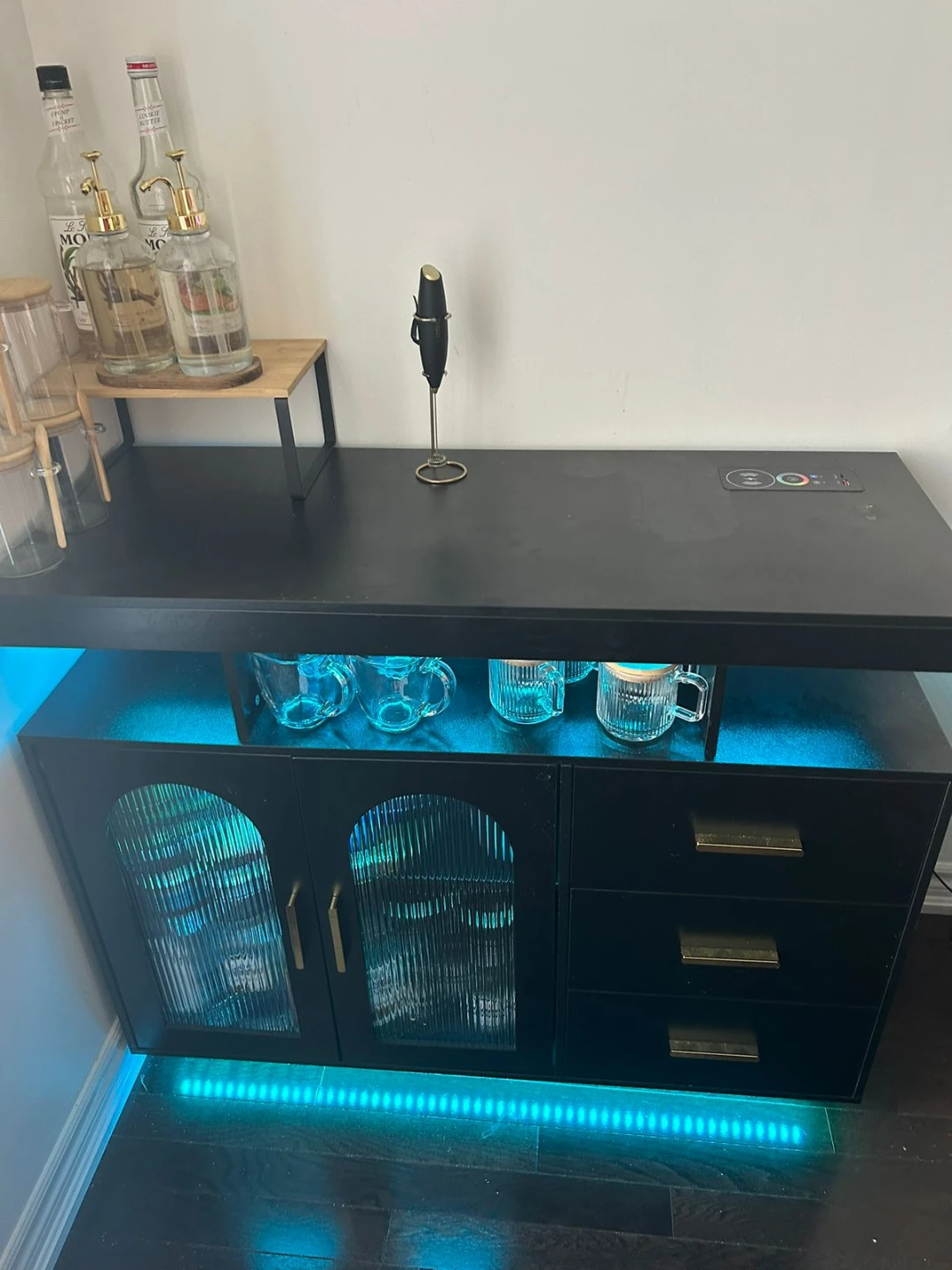 Black Bar Cabinet with Built-in Charging - photo 5