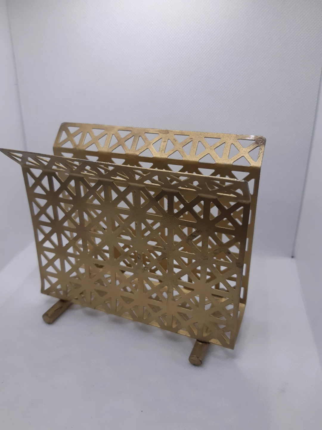 Art Deco MCM gold metal napkin holder - photo 3