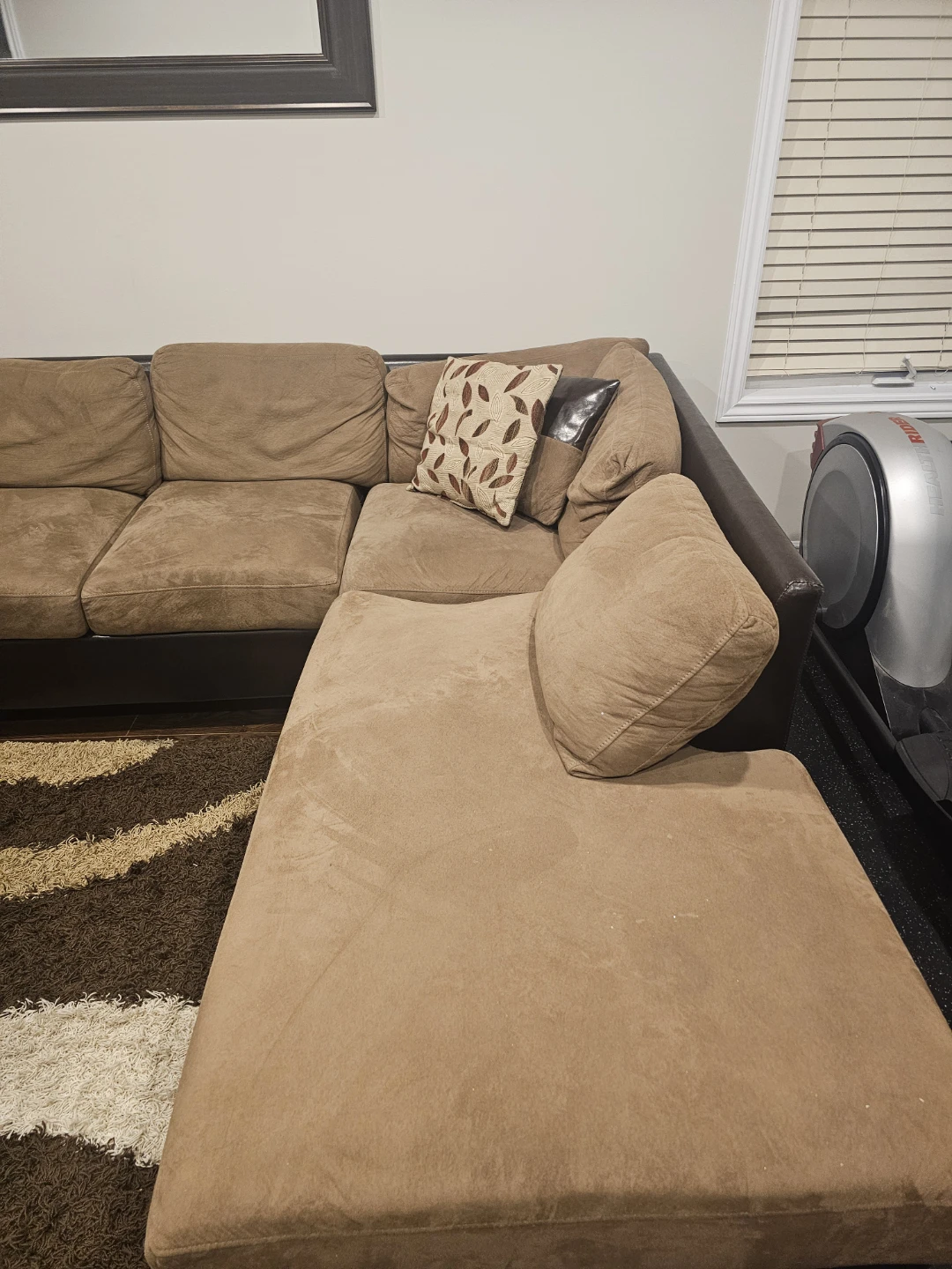 Brown Sectional Couch with Ottoman - photo 2