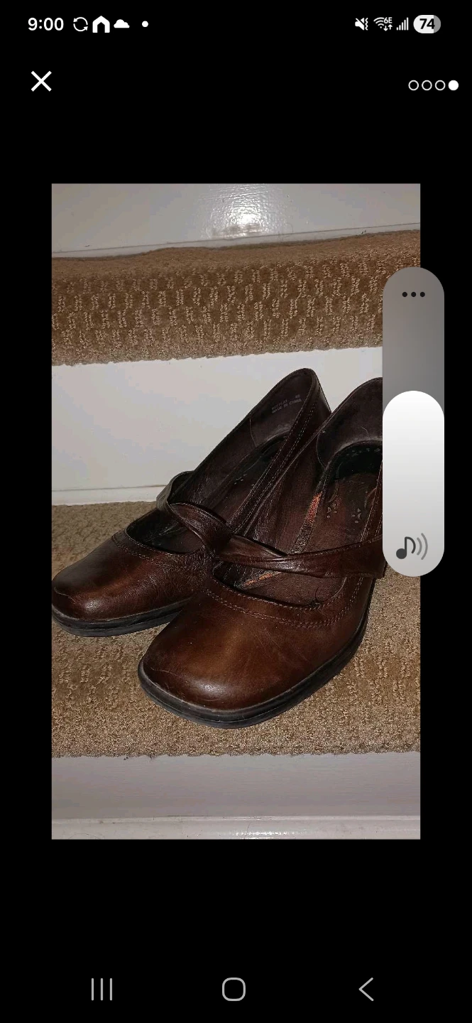 Brown Leather Mary Jane Wedge Heels