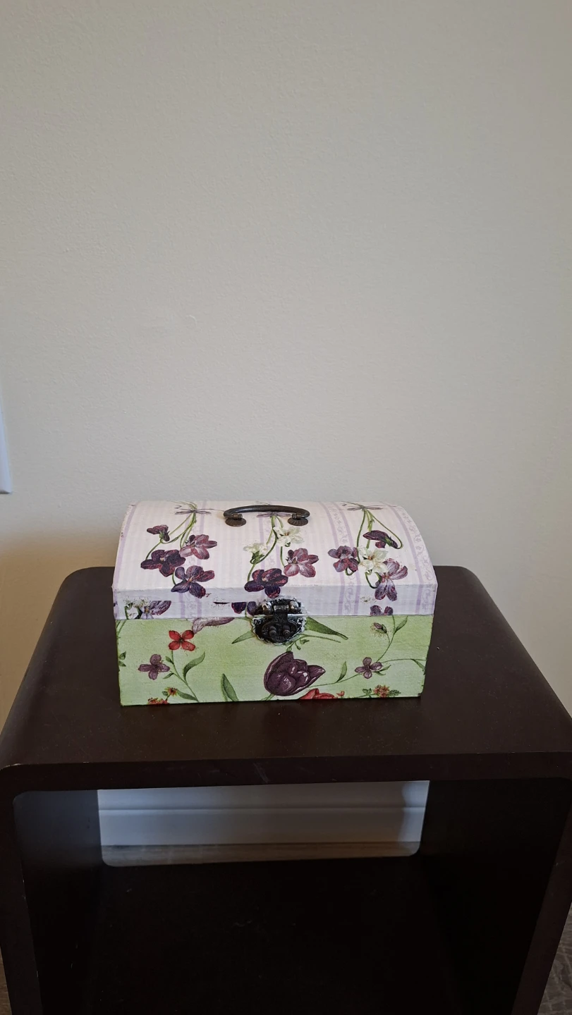 Decorative Wooden Trinket Box with Floral Design