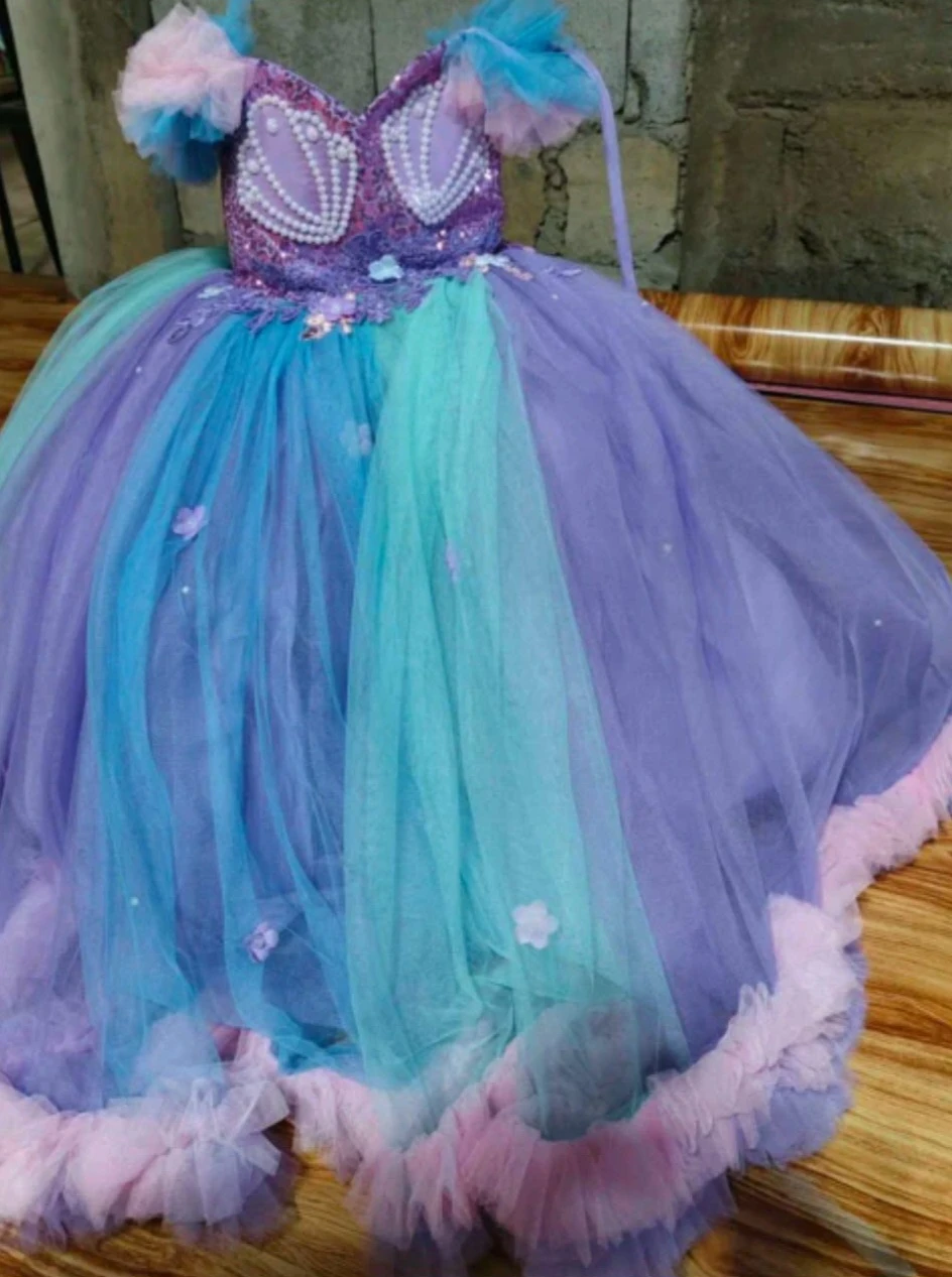 Mermaid Tulle Dress with Pearls and Sequins - photo 2