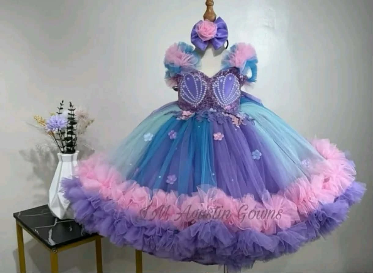 Mermaid Tulle Dress with Pearls and Sequins - photo 3