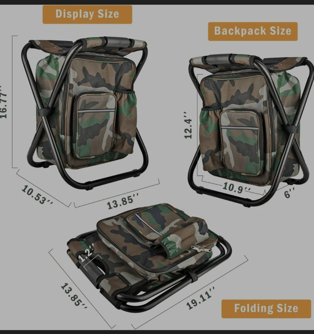 Camouflage Folding Chair with Cooler Backpack - photo 2