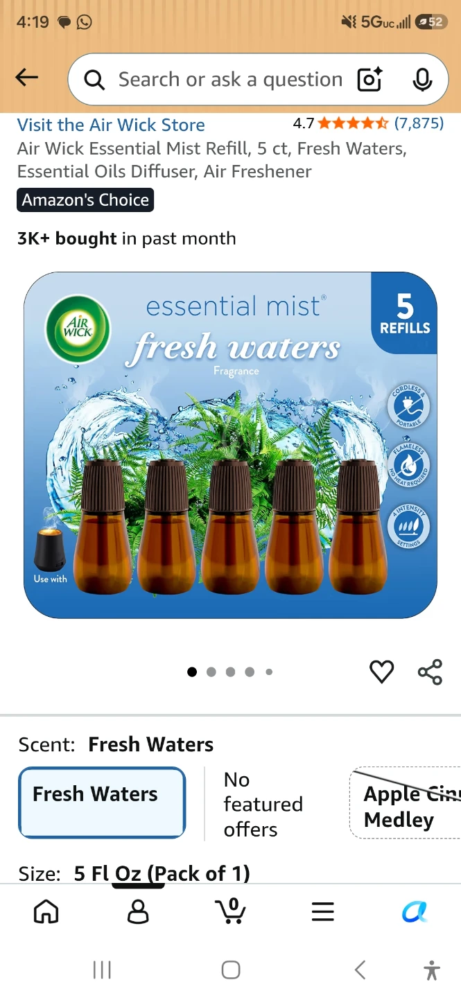 Air Wick Essential Mist Refills/ Fresh Waters Scent