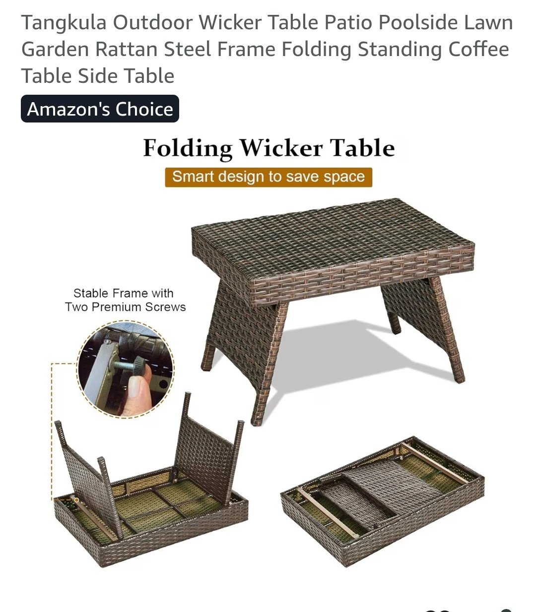 TangKula Outdoor Wicker Folding Table - photo 3