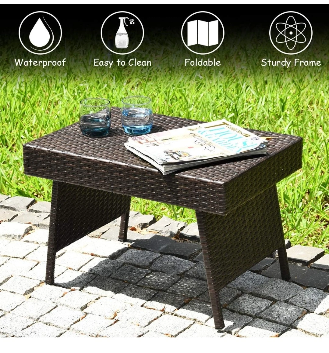 TangKula Outdoor Wicker Folding Table - photo 5