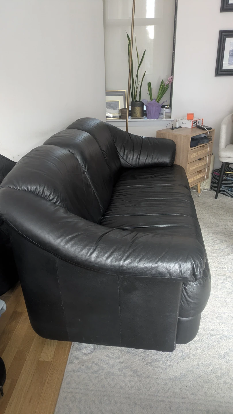 Black Leather Sofa - photo 2