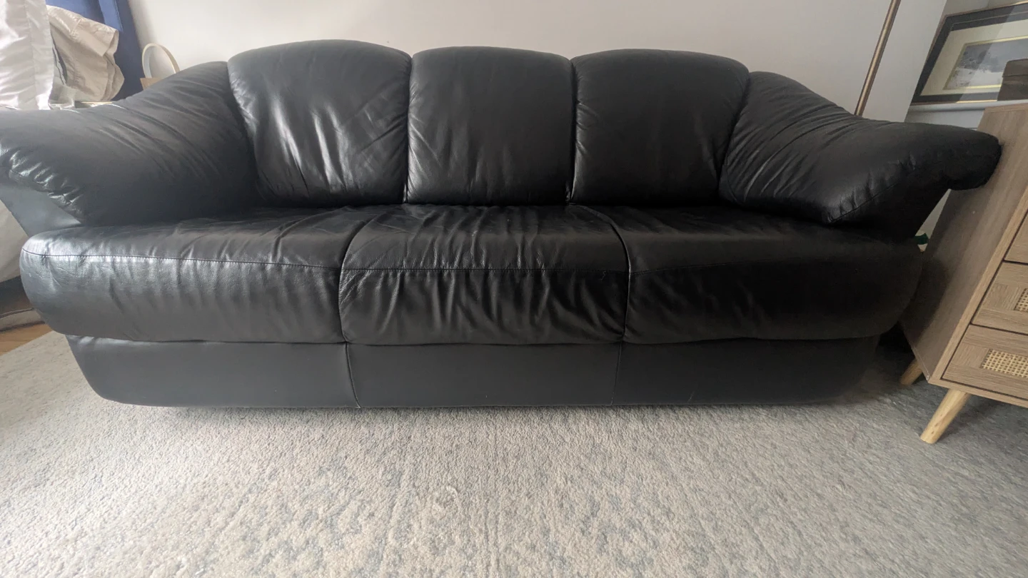 Black Leather Sofa - photo 3