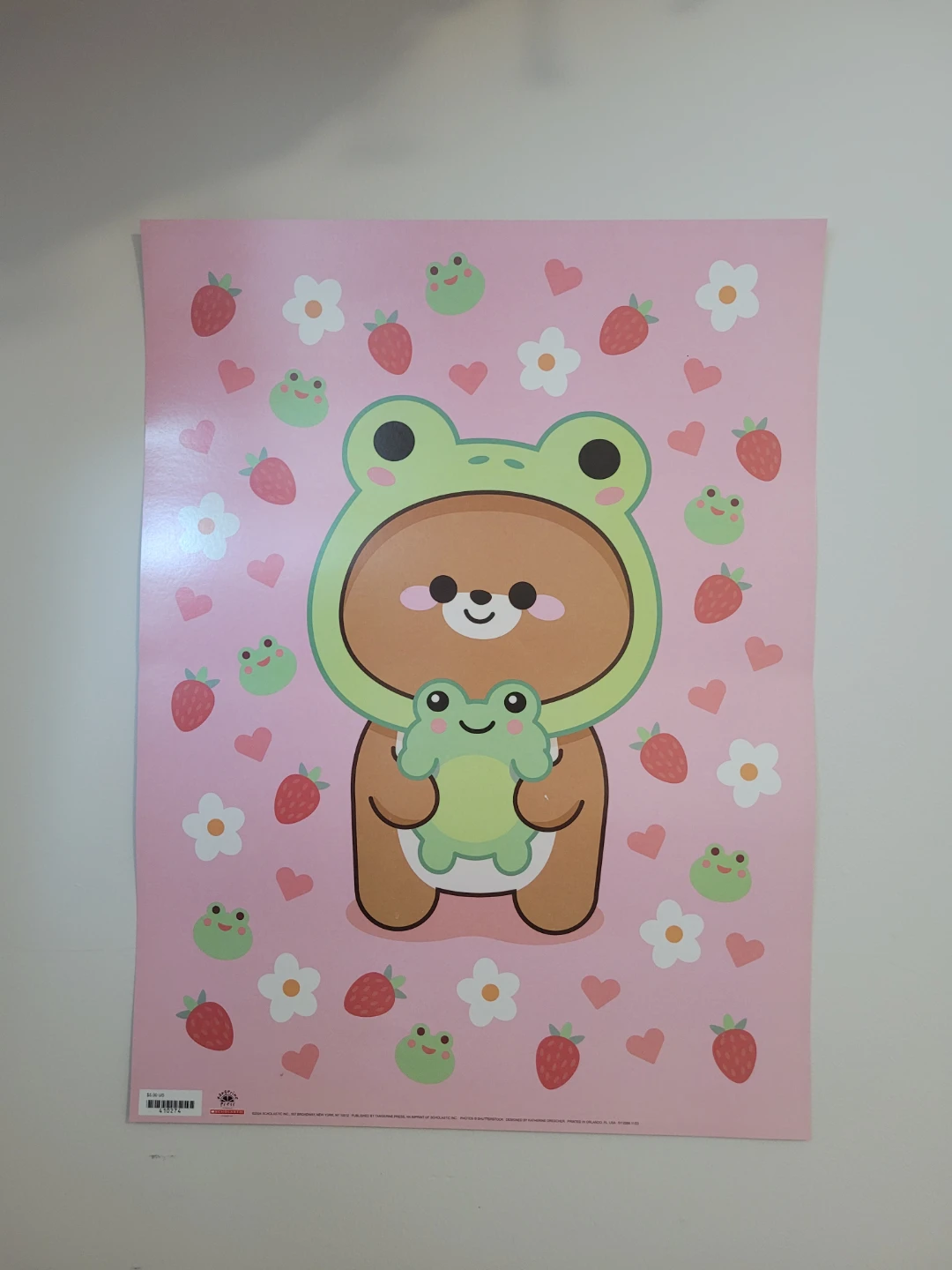 Cute Bear and Frog Poster Print