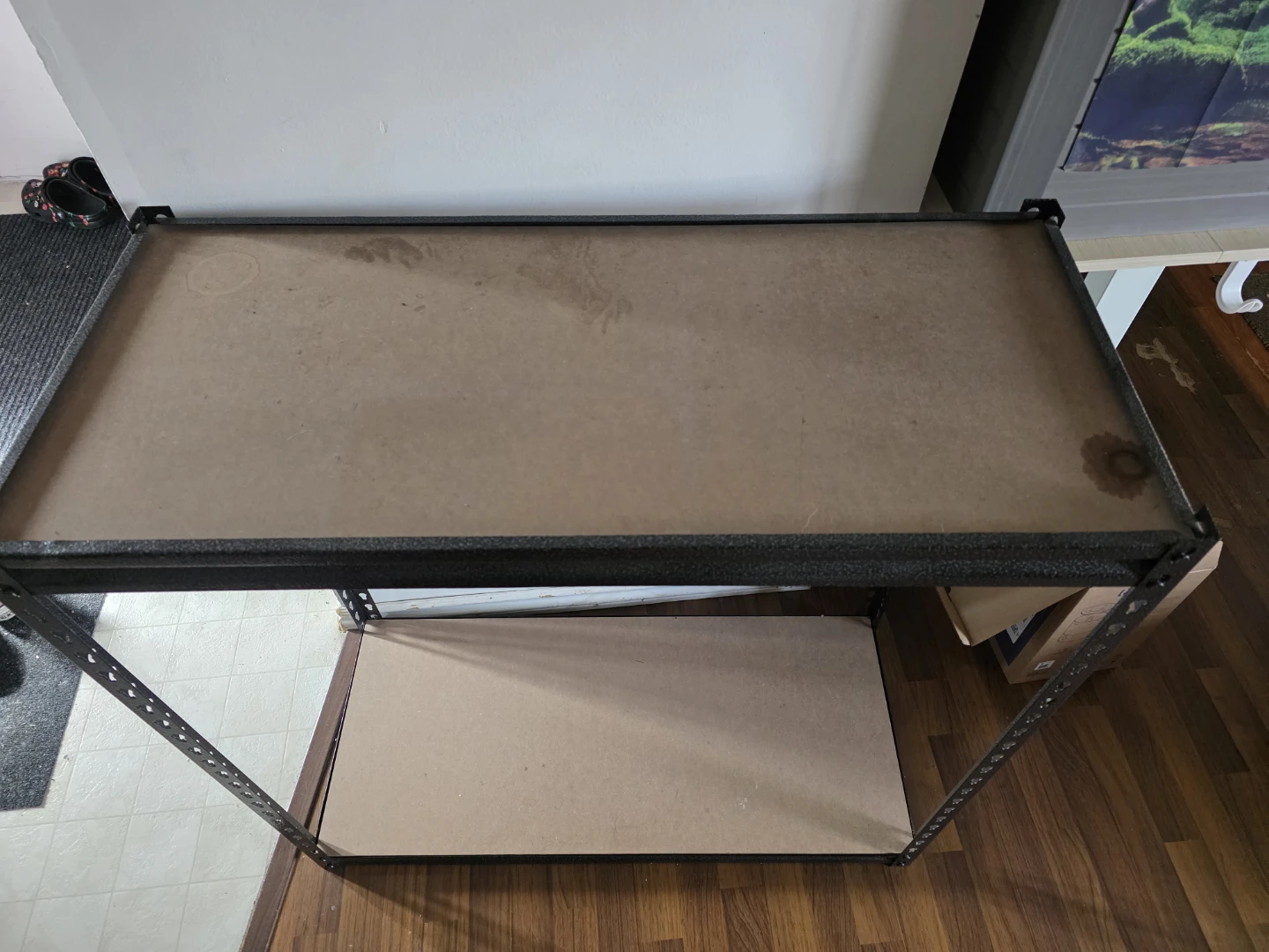 Black Metal Shelving Unit with 2 Shelves - photo 2