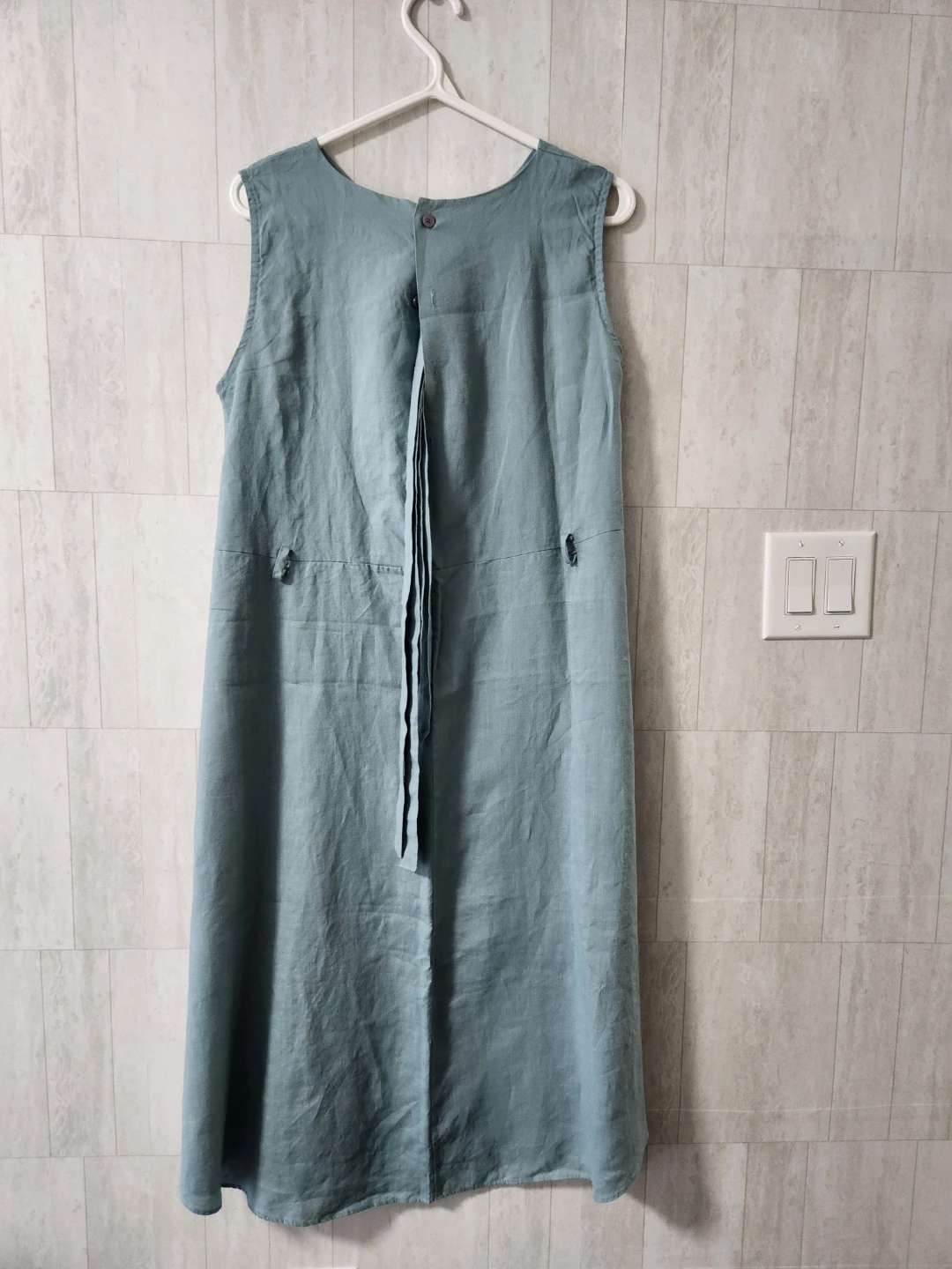 Sleeveless Linen Blend Dress with Tie Belt - photo 3