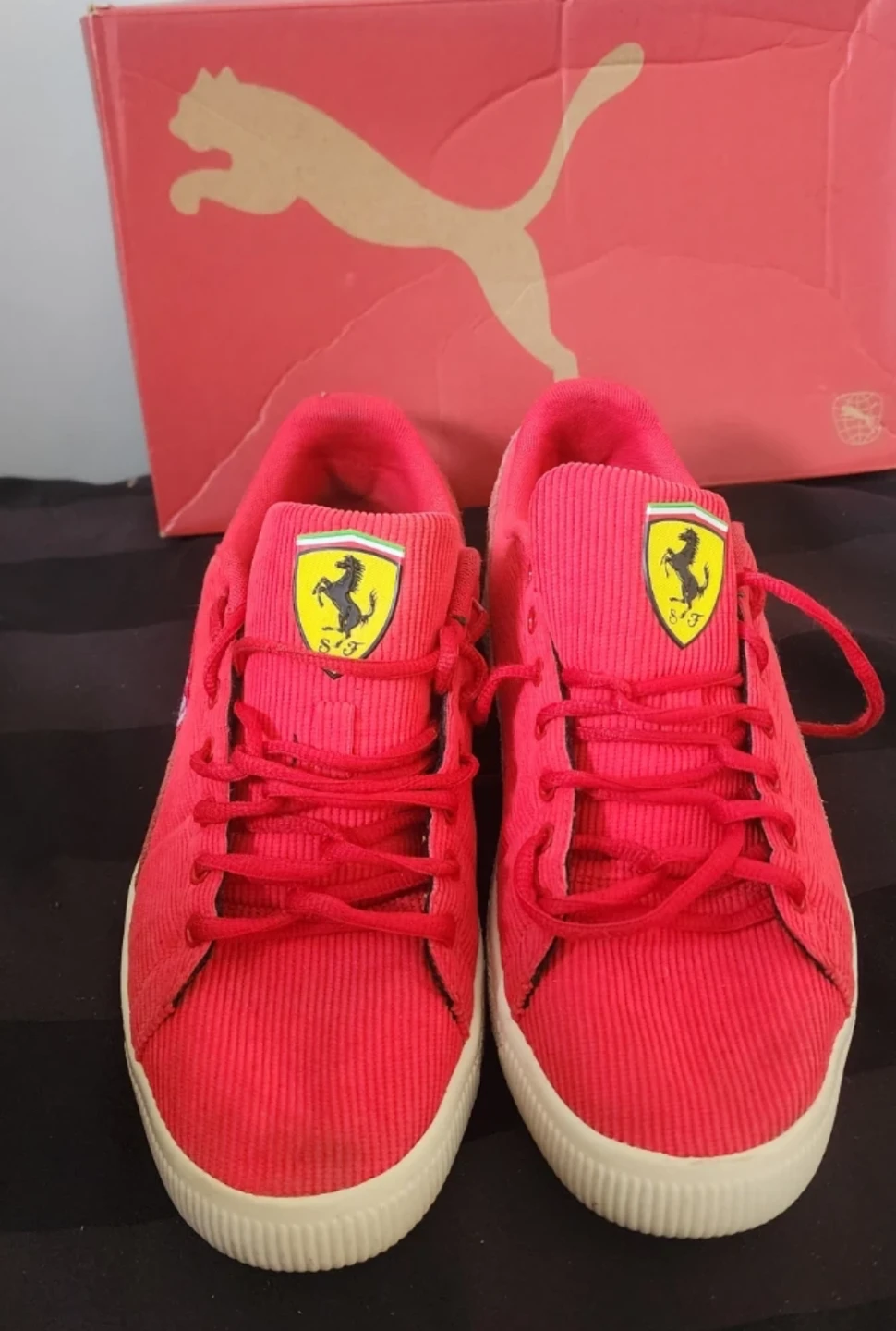 Puma Ferrari Speedsters Red Corduroy Sneakers