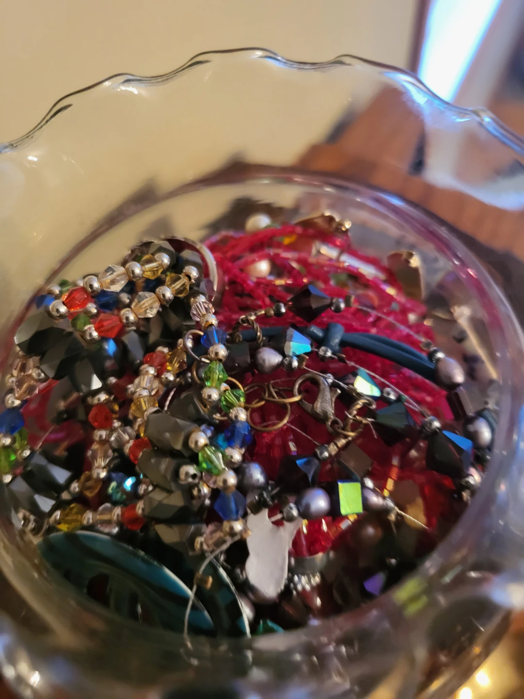 Glass Vase Filled with Assorted Costume Jewellery - photo 5