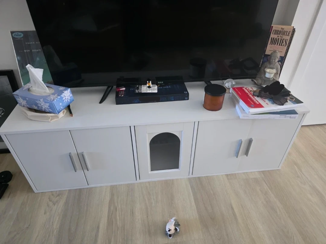 White Cat Litter Box Enclosure Cabinet