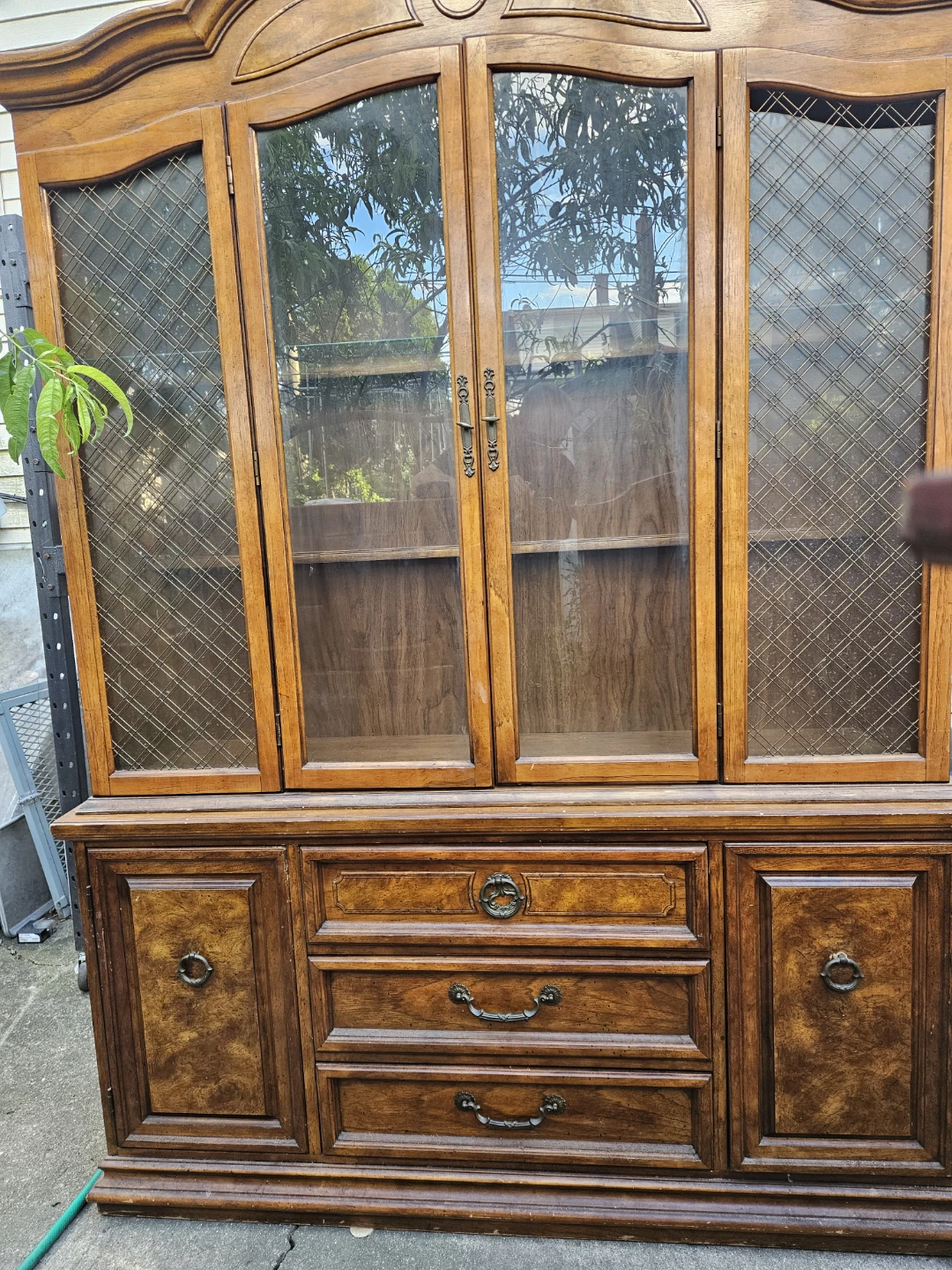 Vintage Wood Hutch with Glass Doors - photo 2