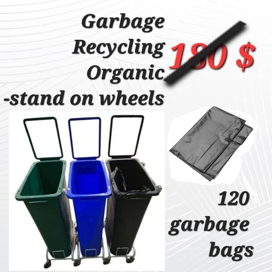🇨🇦  Garbage bins with mobile stand + garbage bags