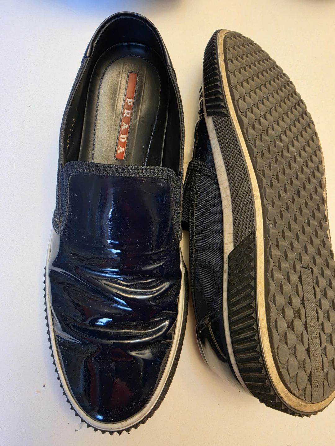 Prada Patent Leather Slip-On Sneakers - photo 2