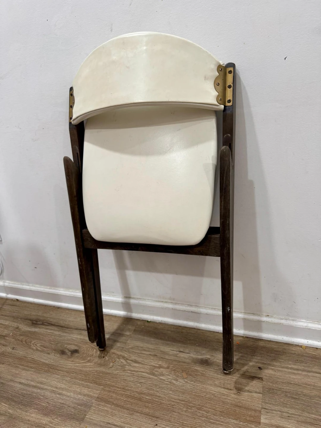 Folding Chair - Wood Frame & White Seat - photo 2