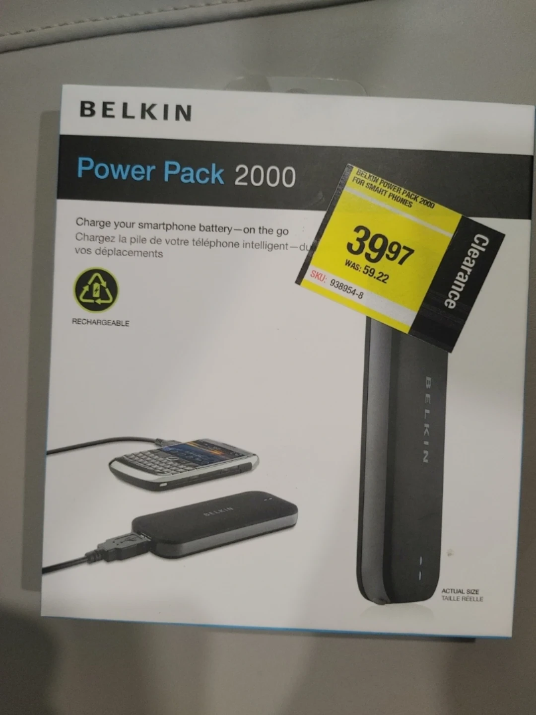 ⚽BRAND NEW BELKIN BATTERY BANK  POWER PACK 2000 MAH