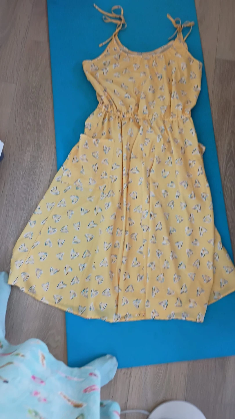 Rock n Romance Yellow Heart Print Sun Dress