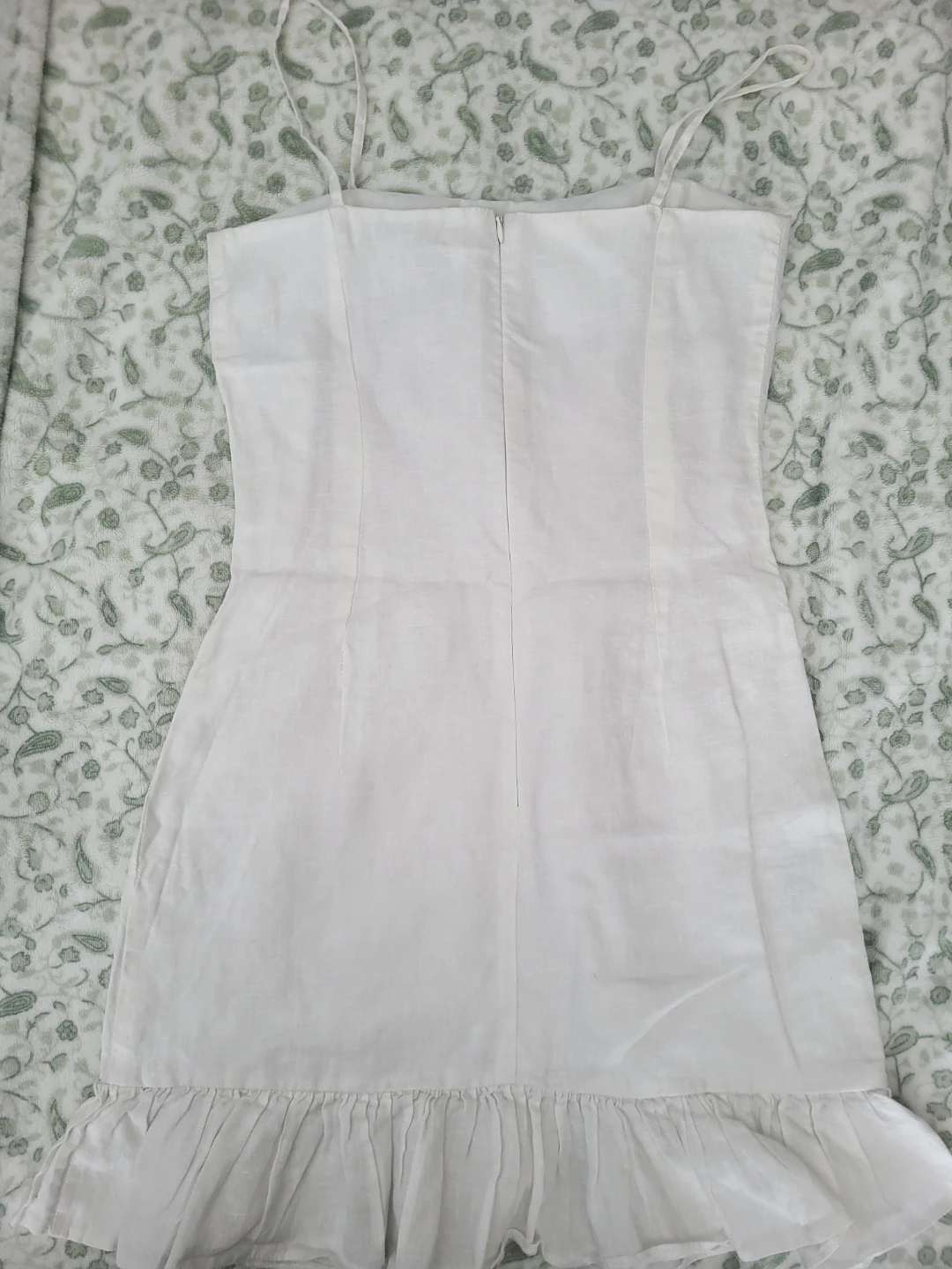 Athletica white linen strap dress with ruffles - photo 3
