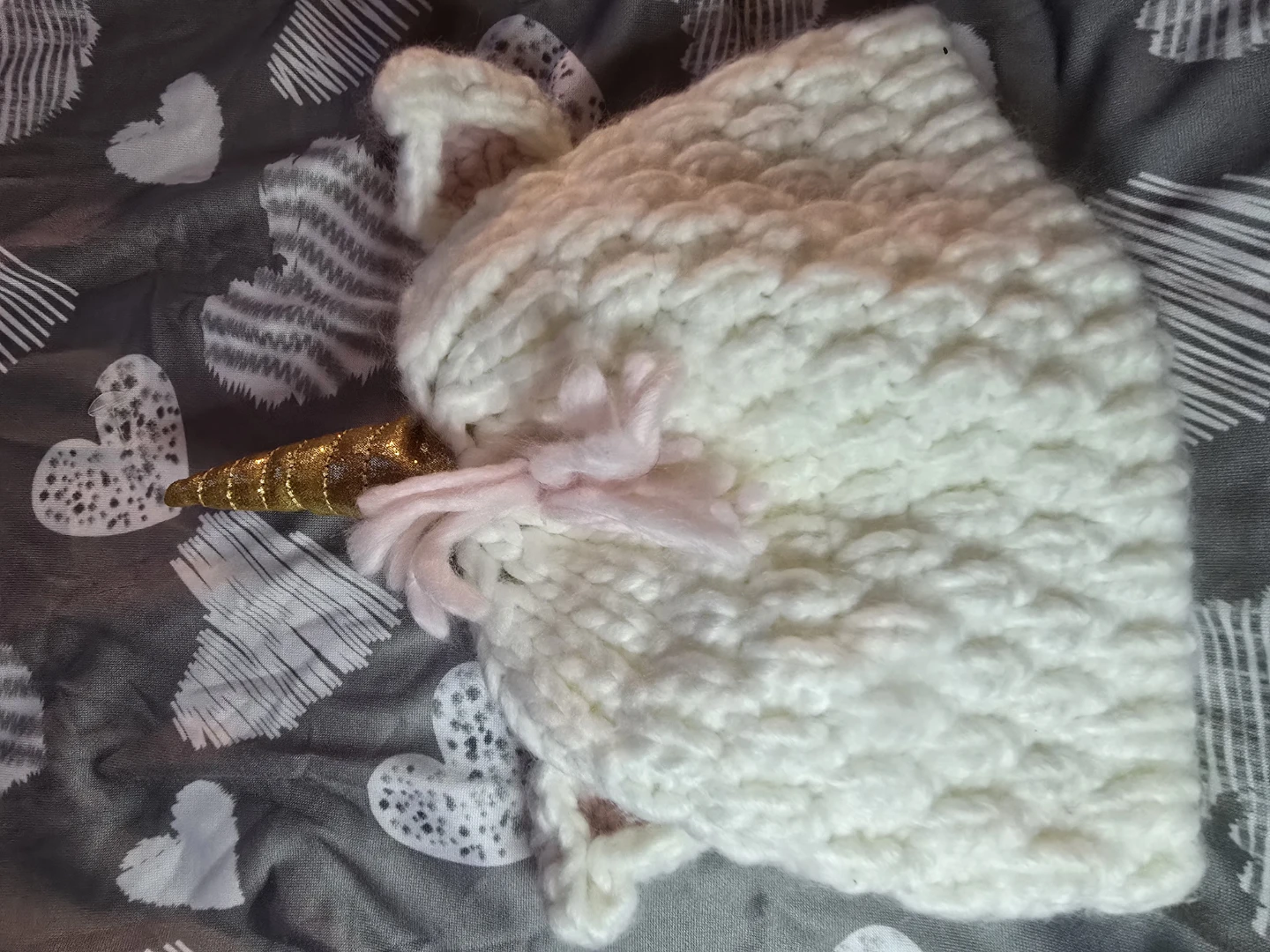 ⚽️ White Unicorn Knit Hat and Booties Set - photo 3
